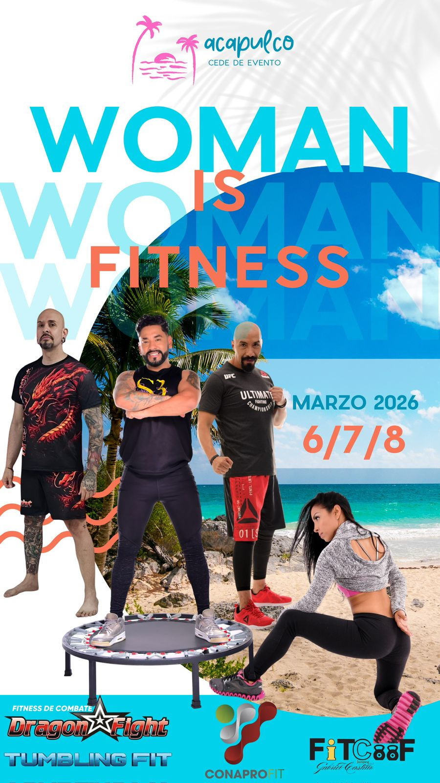 Flyer oficial del evento Woman is Fitness 2026
